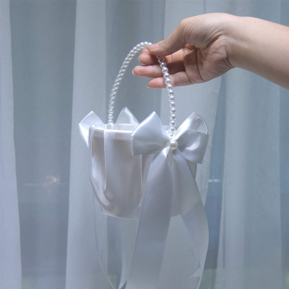 White Satin Bow Flower Girl Ba - Gardening Tools Girls review and price